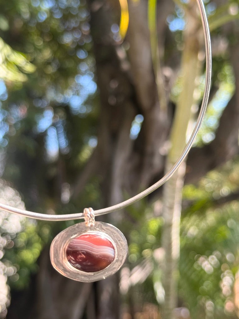 Lake Superior Agate Solid Back Pendant