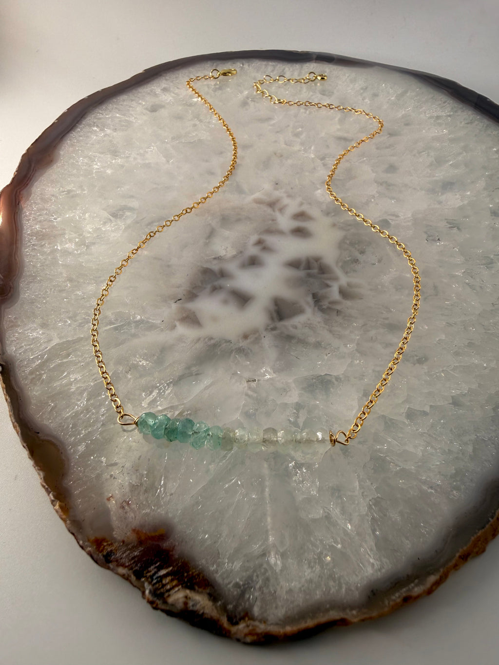 Aquamarine Gold Bar Necklace