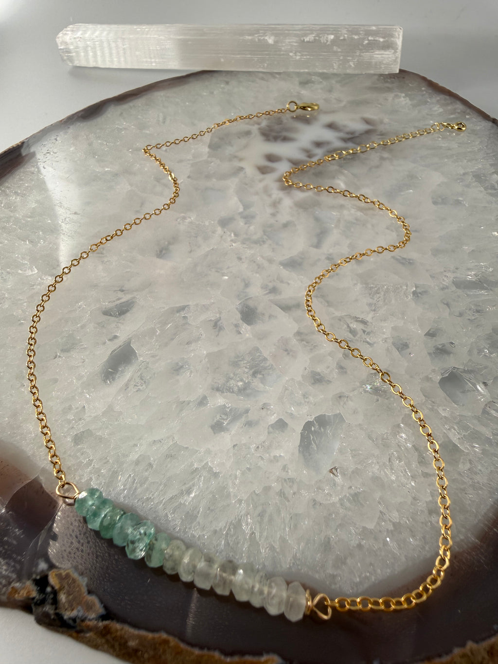 Aquamarine Gold Bar Necklace