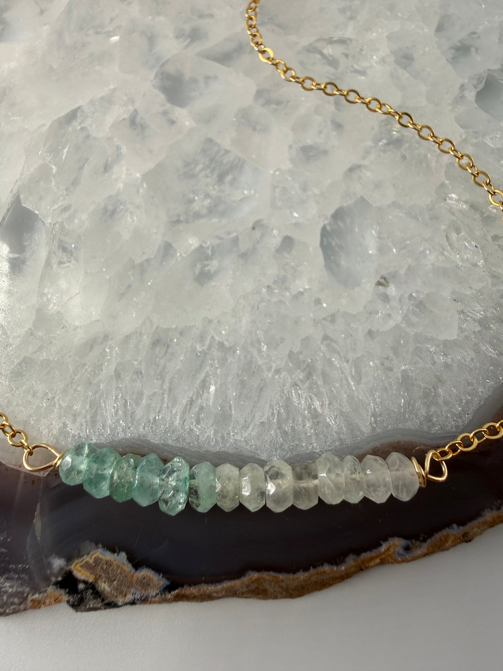 Aquamarine Gold Bar Necklace
