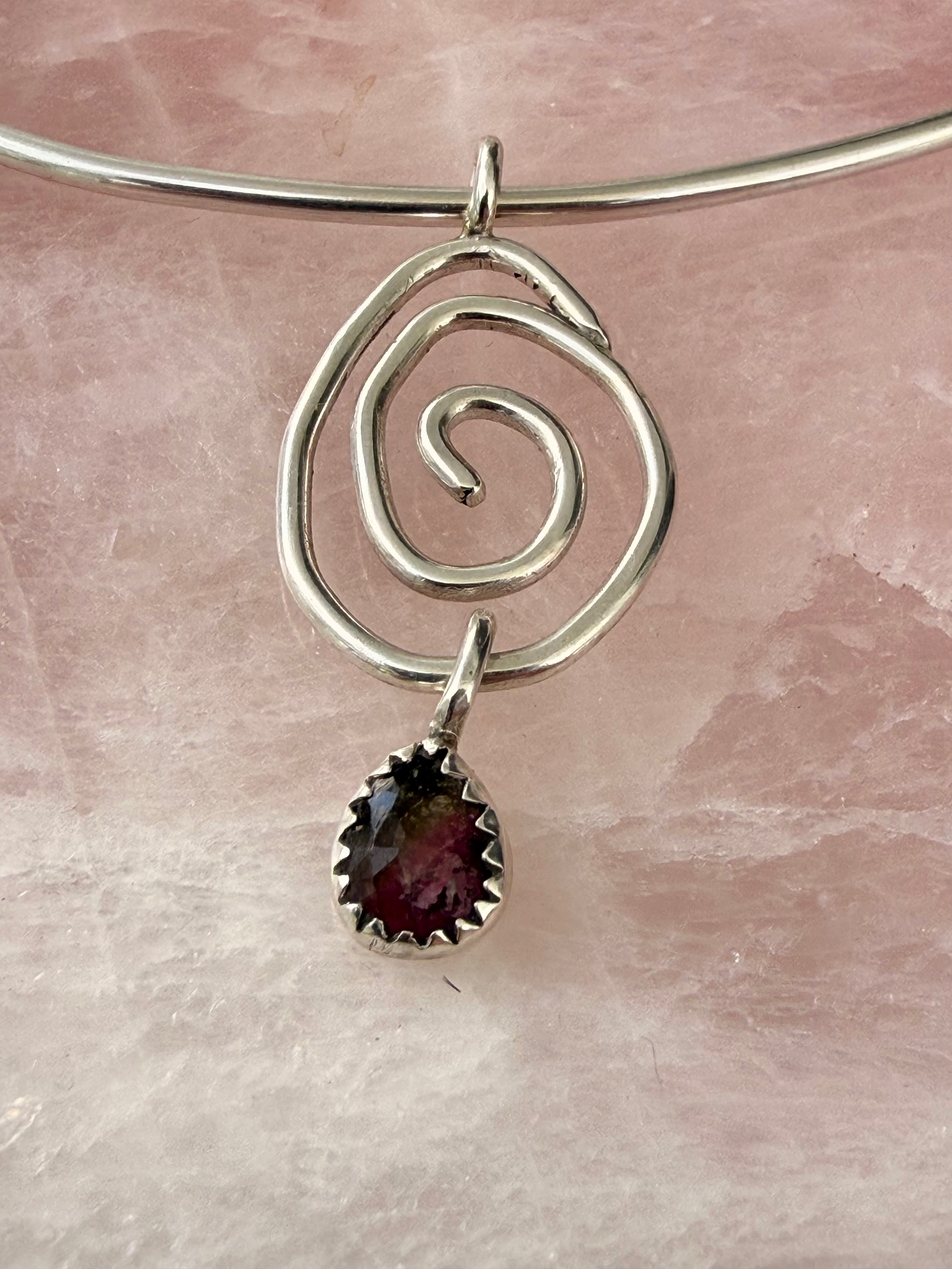 Multi Tourmaline Spiral Pendant