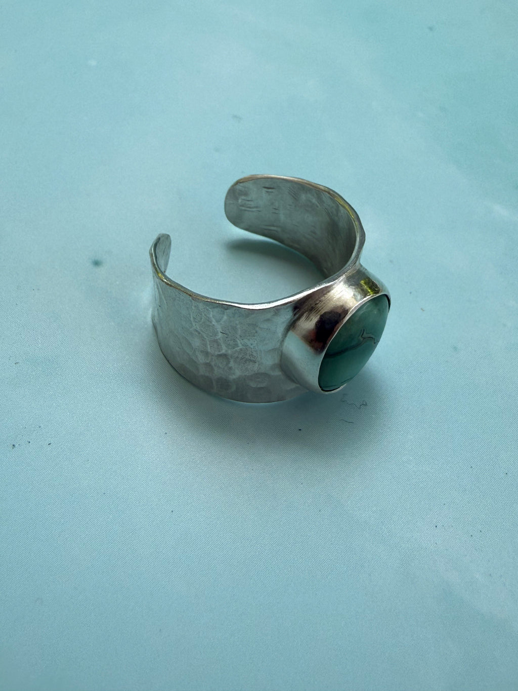 Turquoise Hammered Adjustable Ring (size 6-8.5)