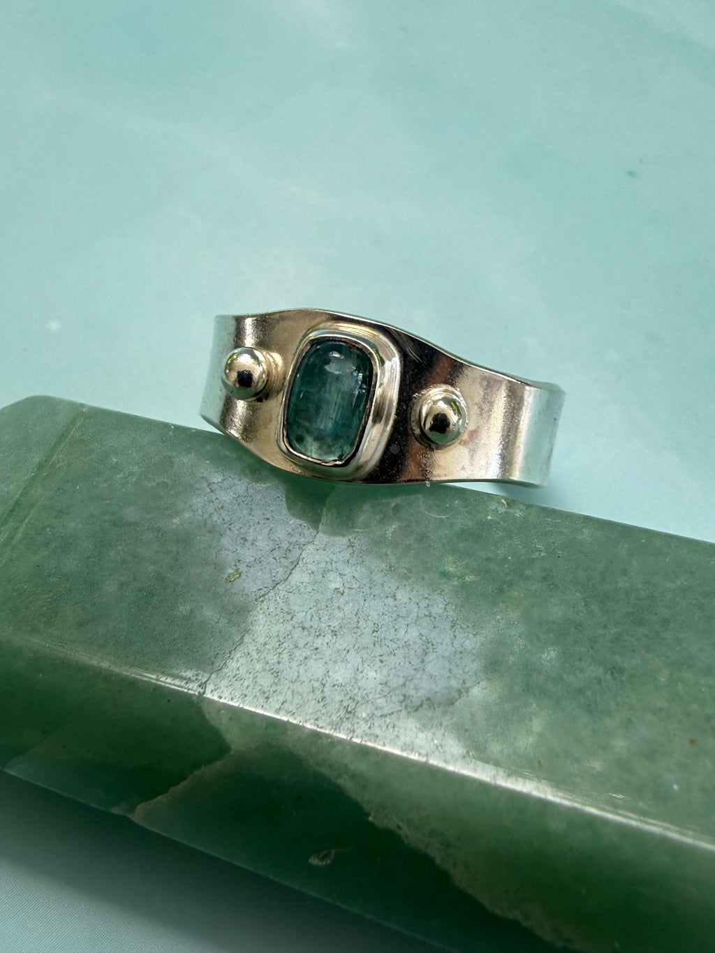 Baby Blue Tourmaline Adjustable Ring (size 8.5-11.5)