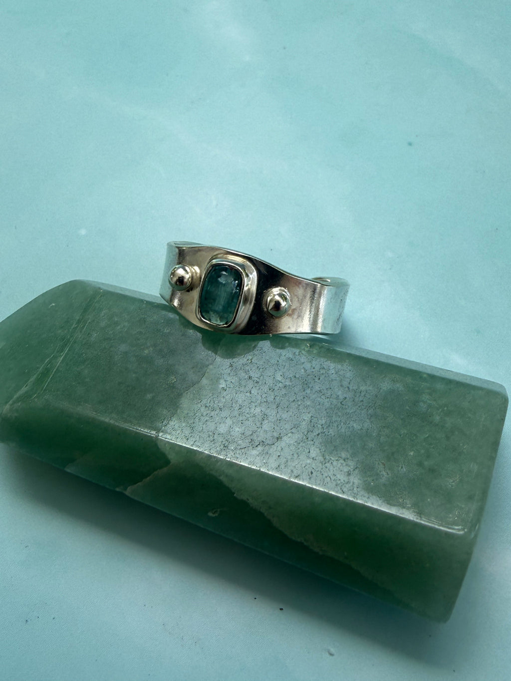 Baby Blue Tourmaline Adjustable Ring (size 8.5-11.5)