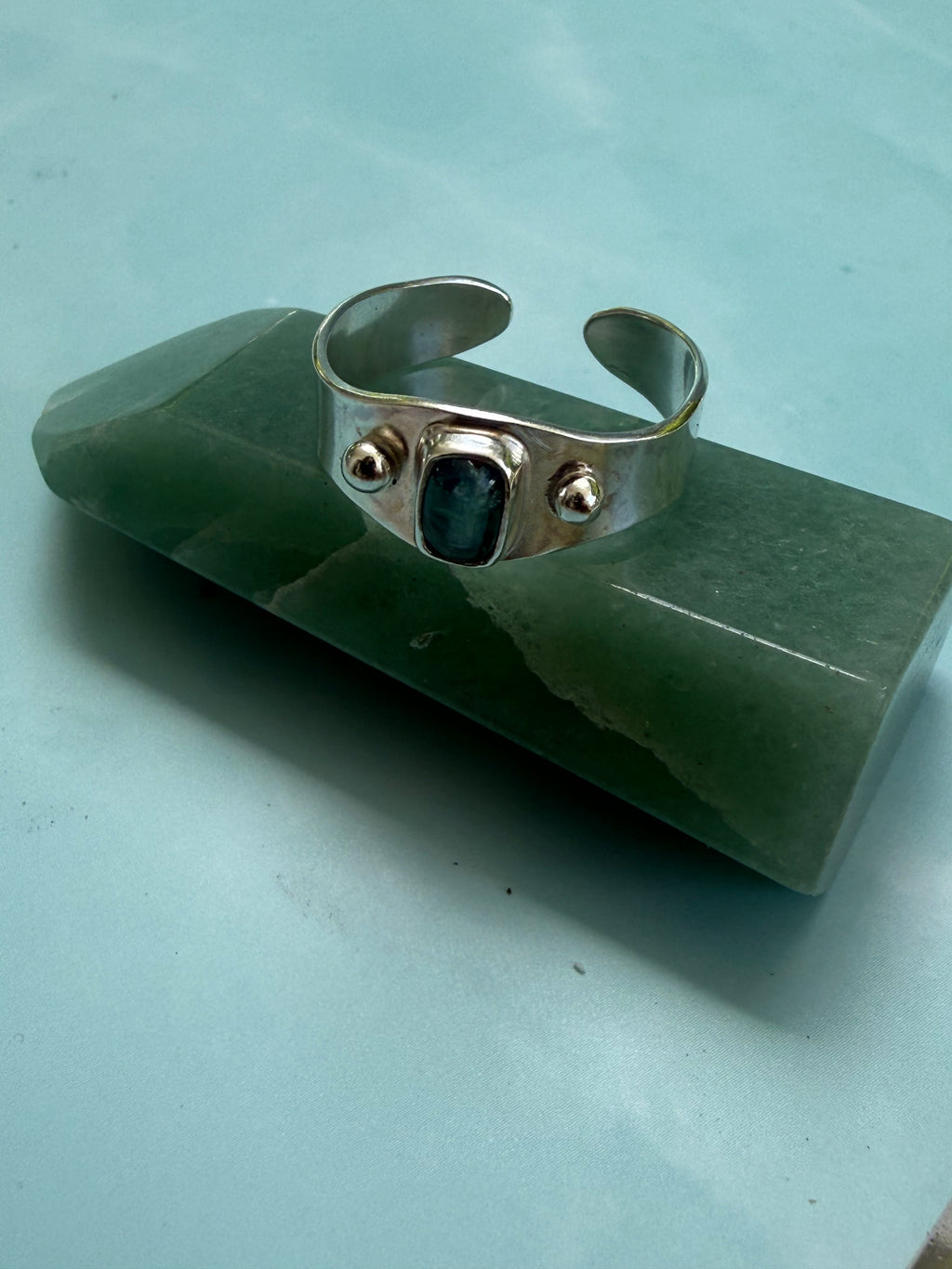 Baby Blue Tourmaline Adjustable Ring (size 8.5-11.5)
