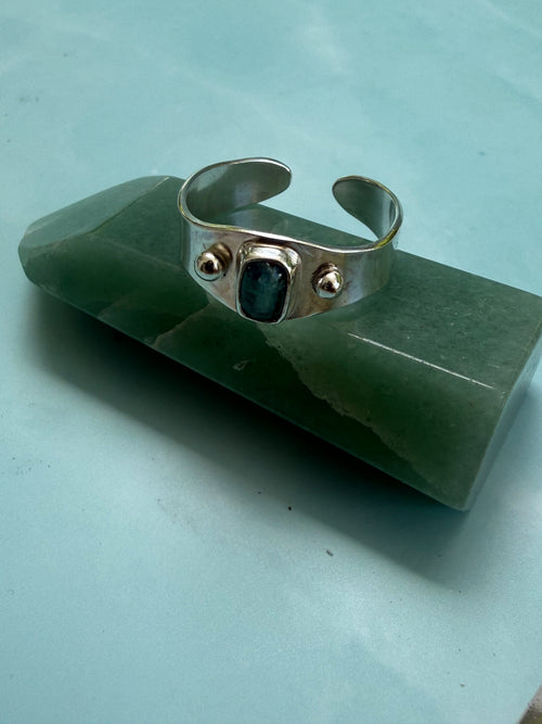Baby Blue Tourmaline Adjustable Ring (size 8.5-11.5)