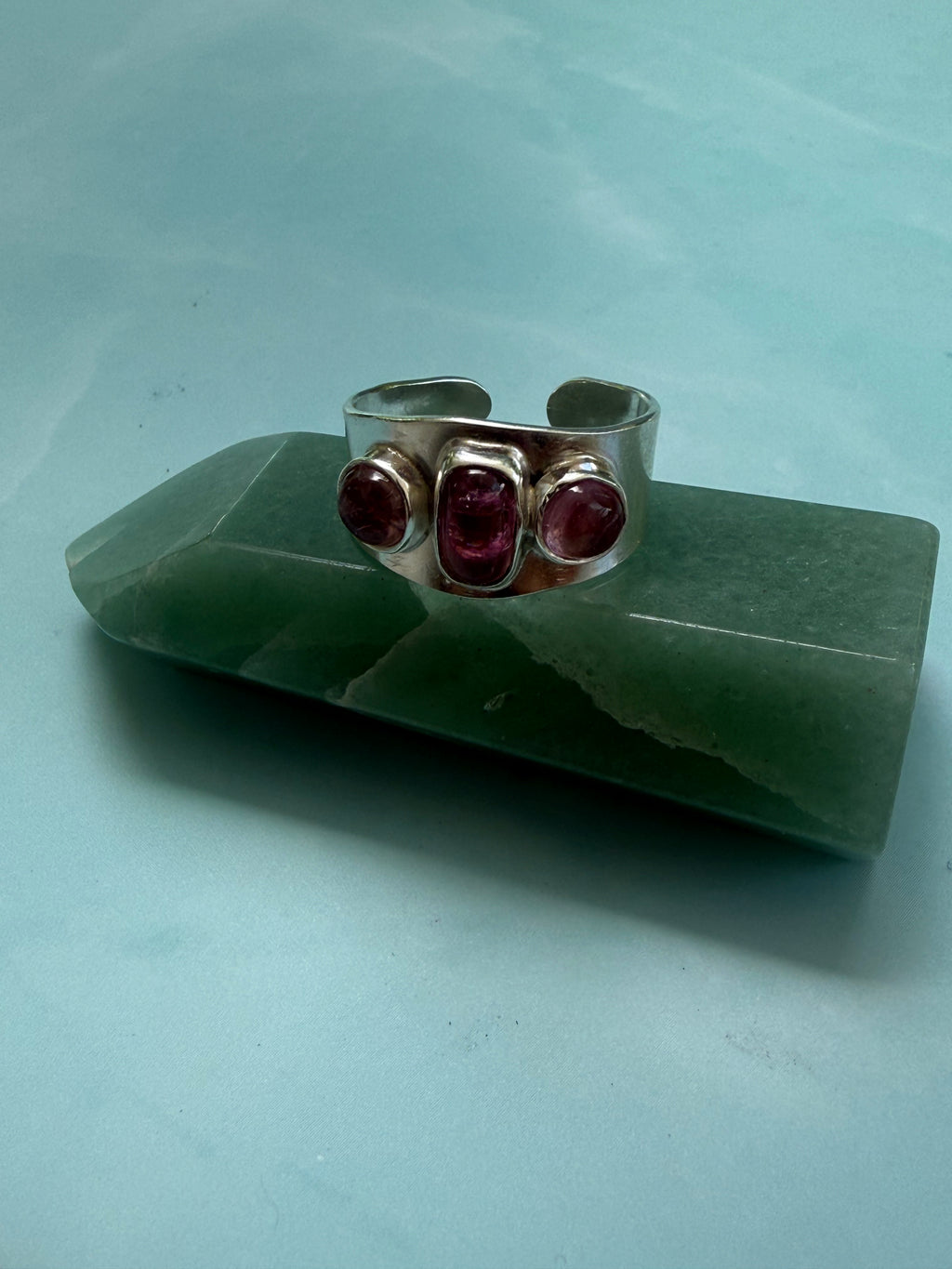 Pink Tourmaline Triplet Adjustable Ring (size 6.5-9.5)