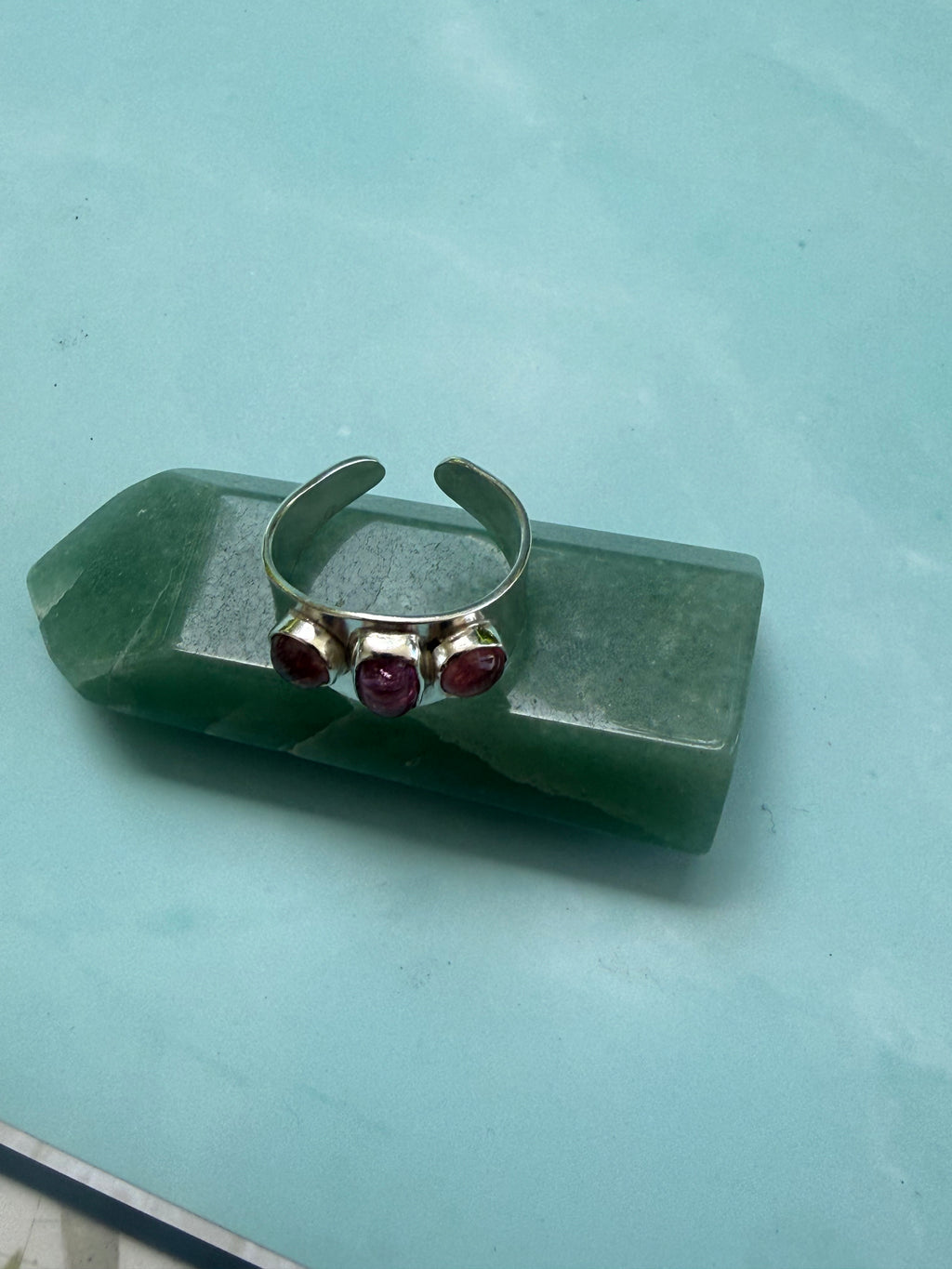 Pink Tourmaline Triplet Adjustable Ring (size 6.5-9.5)