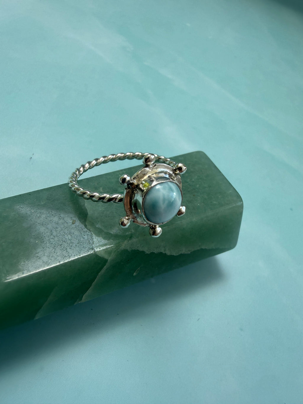 Larimar twisted stacking ring (size 7)
