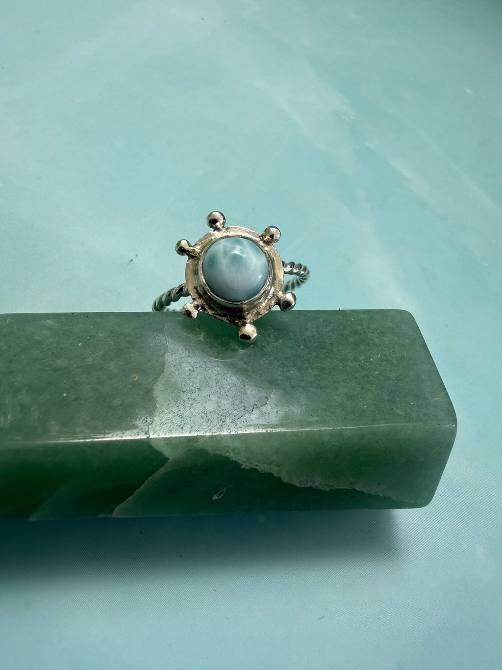 Larimar twisted stacking ring (size 7)