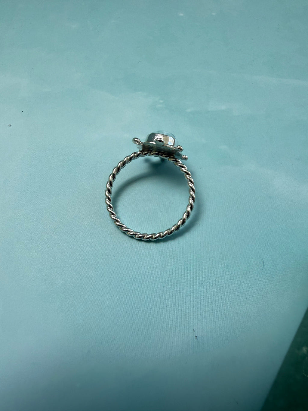 Larimar twisted stacking ring (size 7)