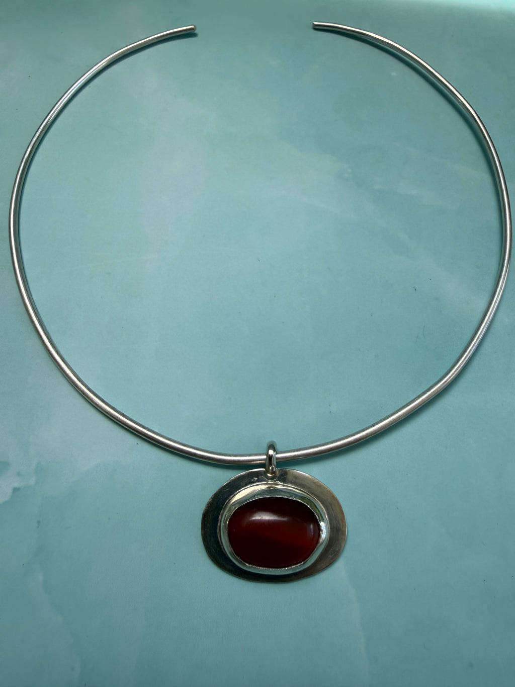 Oval Carnelian Solid Back Pendant