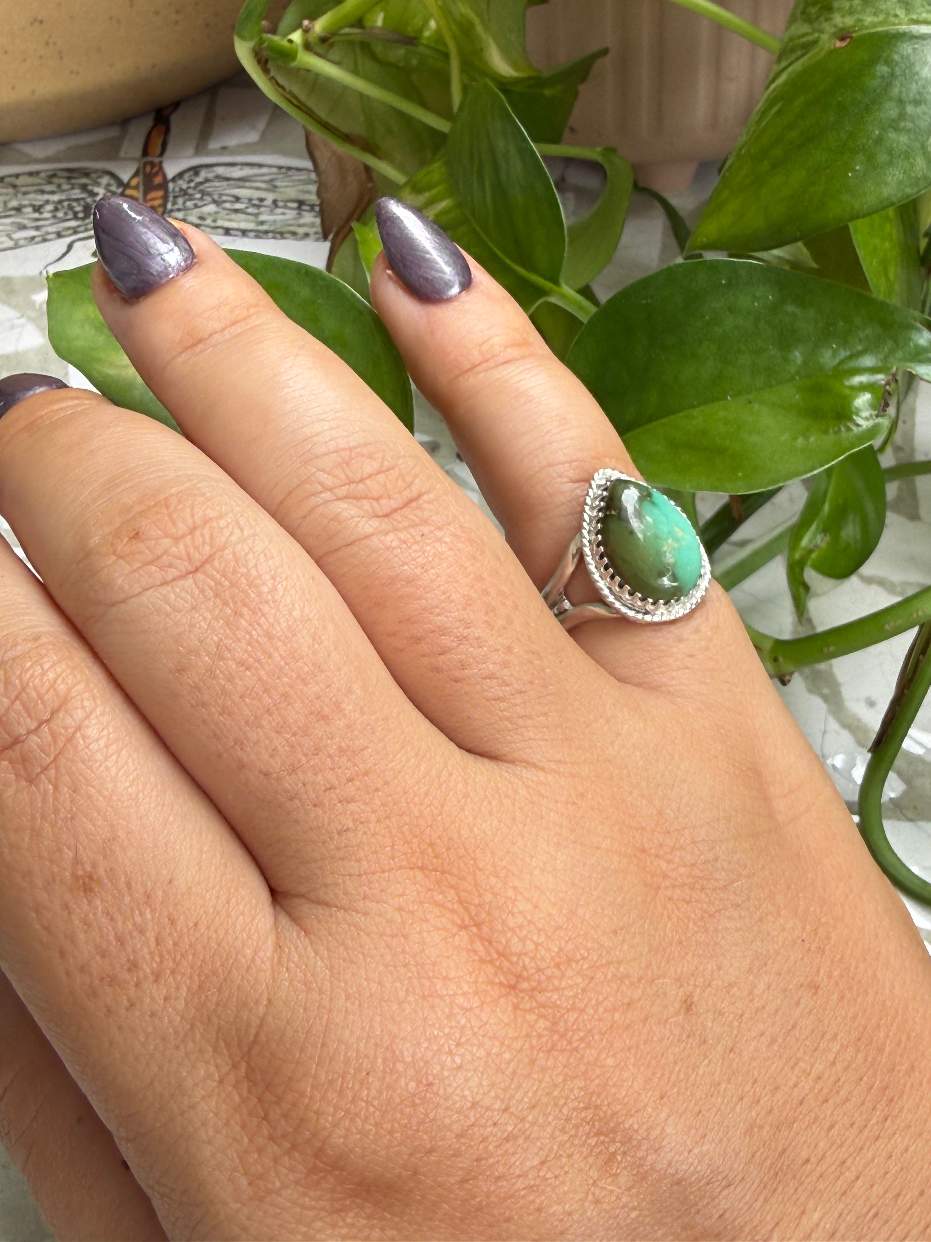 Turquoise teardrop ring size 6.5