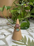 Opal and Tourmaline Gold ring, Size 5.5