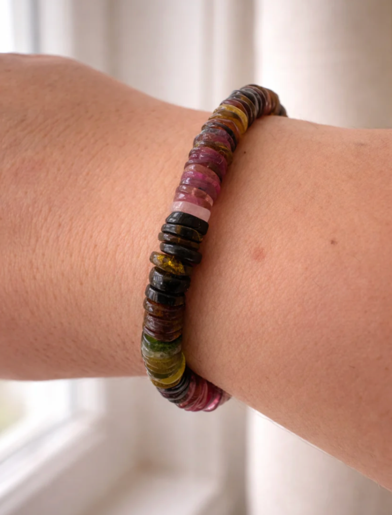 Multi-tourmaline toggle clasp Bracelet