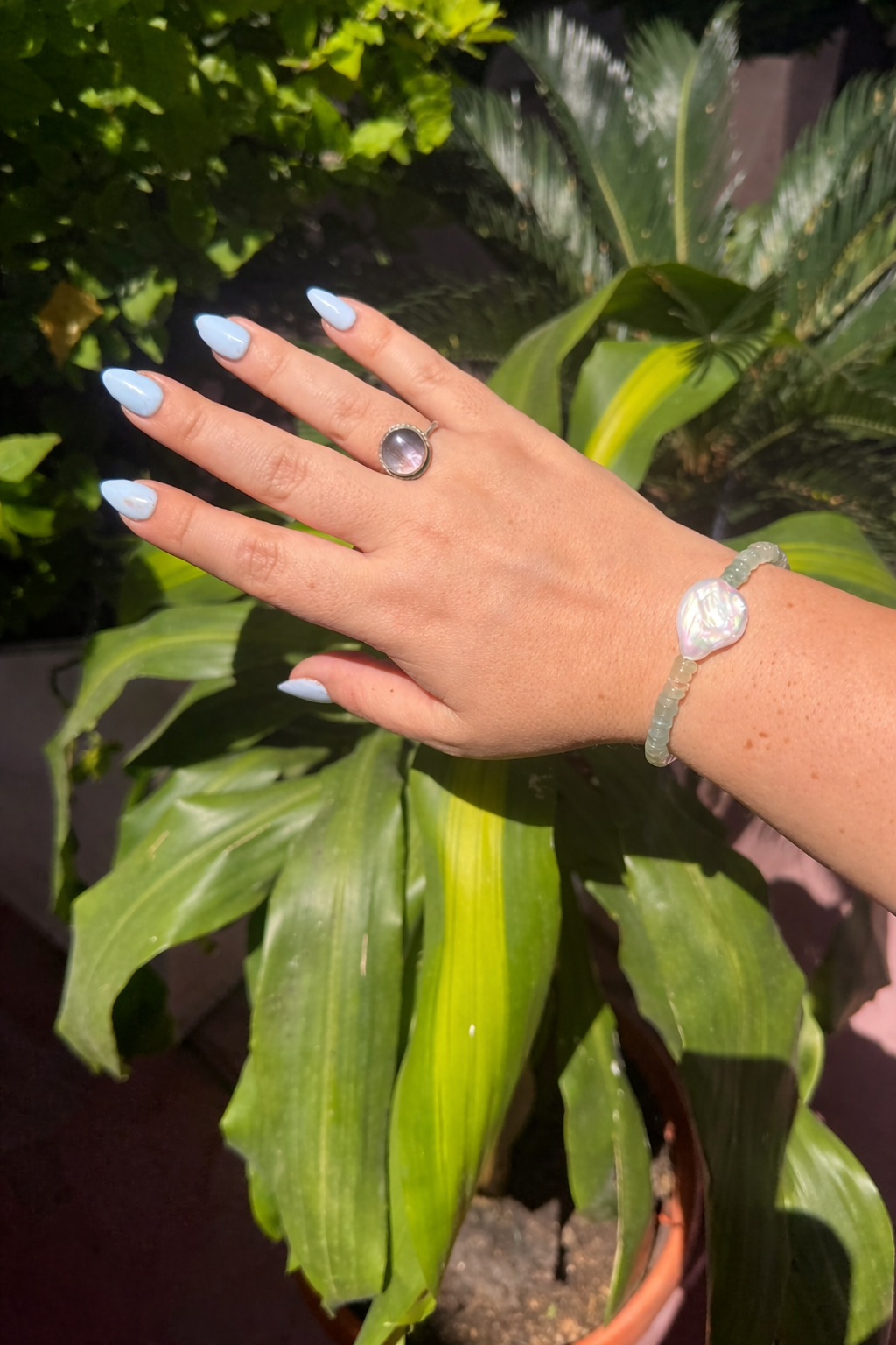 Multi-Aquamarine and Pearl Bracelet