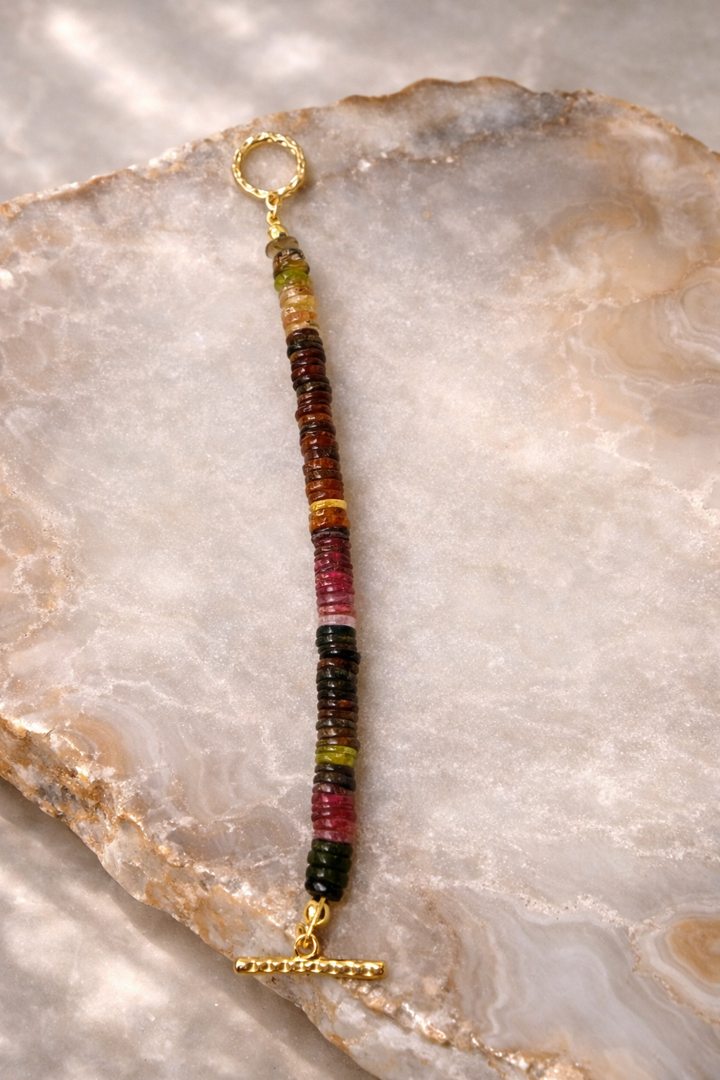Multi-tourmaline toggle clasp Bracelet